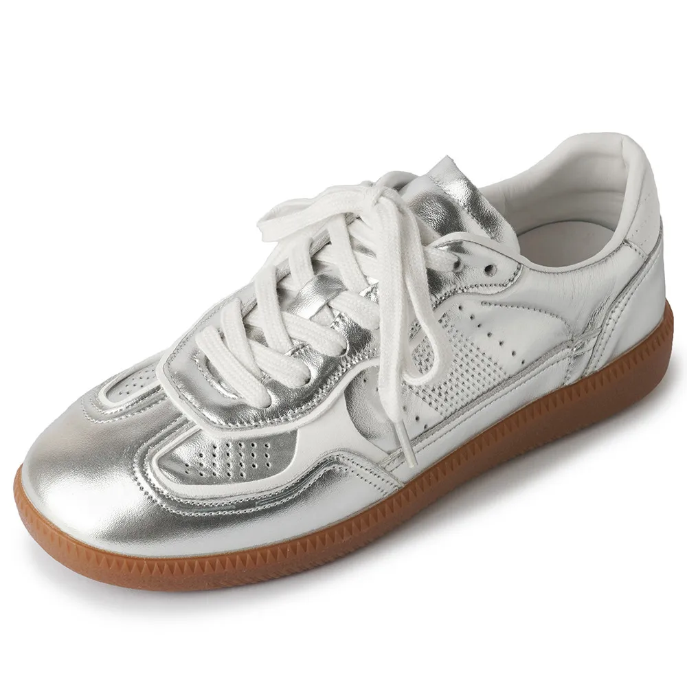 silver tennis shoes